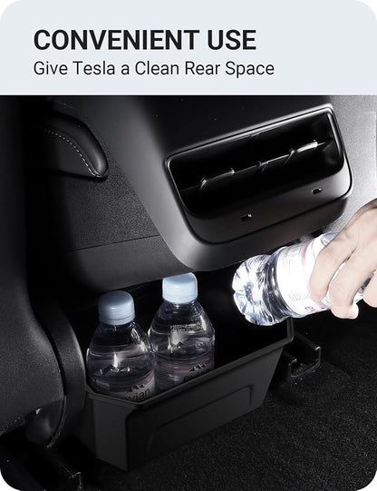 BASENOR 2017-2023 Tesla Model 3 Trash Can, Rear Center Console Organizer Tray, Backseat Storage Box with Lid Cover for Model 3 Interior Accessories(Not Fit 2024-2026 Model 3)