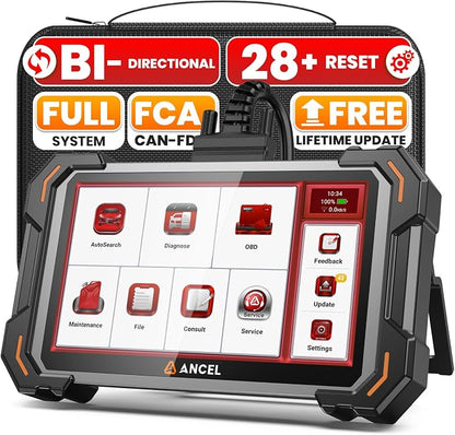 ANCEL DS500 Elite Bidirectional Scan Tool, Full System Car Diagnostic Scanner with 28+ Services, Injector Coding, Active Test, ABS Bleeding Throttle BMS TPMS Reset, CAN-FD, FCA, Lifetime Free Update