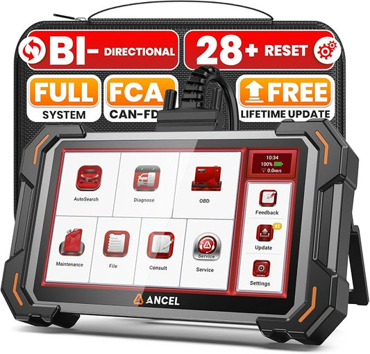 ANCEL DS500 Elite Bidirectional Scan Tool, Full System Car Diagnostic Scanner with 28+ Services, Injector Coding, Active Test, ABS Bleeding Throttle BMS TPMS Reset, CAN-FD, FCA, Lifetime Free Update