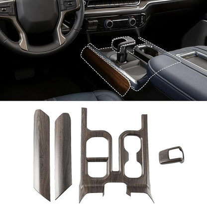Gear Shift Cover for Silverado 1500 & Sierra 1500 2022-2026 Wood Grain Gear Shift Panel Trim