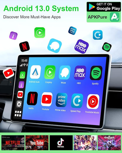 5 in 1 Wireless CarPlay Adapter and Android Auto Adapter Support Netflix/YouTube - CarPlay Ai Box Convert CarPlay Dongle TF Card/U Disk Magic Link for OEM Wired CarPlay/Android Auto Cars