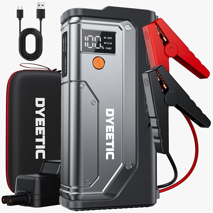 7000A Jump Starter, 12V Car Battery Booster Pack(All Gas/12.0L Diesel)，Car Starter Smart Jumper Cables with Quick Charger, Battery Jumper 26800mAh Portable Power Bank，800LM Flashlight