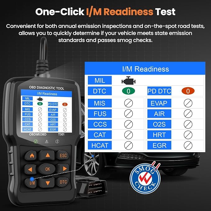 Beaspire OBD2 Scanner Diagnostic Tool, Check Engine Light Code OBD2 Reader with Reset, I/M Readiness, Battery Tester, Mode 6, Mode 8, Plug & Play, Multilingual, Support All Vehicles After 1996