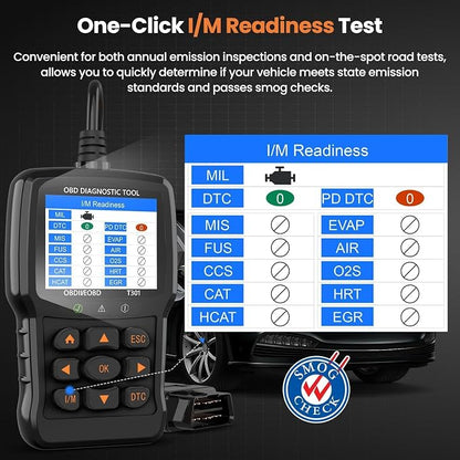 Beaspire OBD2 Scanner Diagnostic Tool, Check Engine Light Code OBD2 Reader with Reset, I/M Readiness, Battery Tester, Mode 6, Mode 8, Plug & Play, Multilingual, Support All Vehicles After 1996
