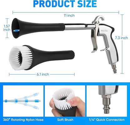 MYPIN Car Cleaning Gun, 6-9.2Bar, High Pressure Air Blow Gun with 2 Set Nozzle&Towel, Interior Car Cleaning for Vehicle Upholstery Carpet Seat