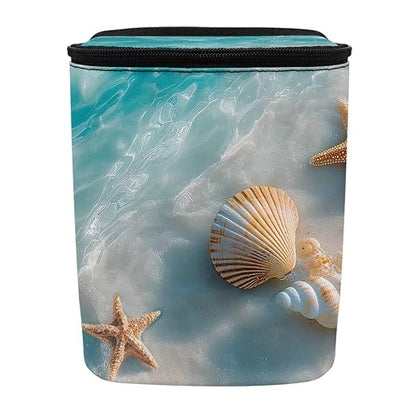Talayituse Starfish Beach Seahells Print Car Trash Can with Lid, Leak Proof Auto Trash Bag Hanging Vehicle Garbage Can Multipurpose Storage Container for Back Seat Road Trip