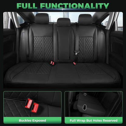 for Honda Civic Leather Seat Covers, Hatchback Sport LX 2022-2026, Custom Fit Car Seat Cover Full Set, Waterproof Accessories, Black (60/40 Split Benches-W/O Rear Armrest)