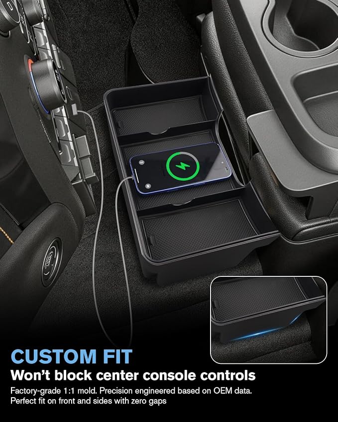 for Double Layer Center Console Hanging Organizer Box Compatible with 2019-2026 Silverado/Sierra 1500& 2020-2026 Silverado/Sierra 2500HD/3500HD Accessories(Split-Bench Folding Seat Only)