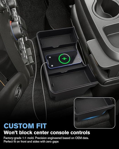 for Double Layer Center Console Hanging Organizer Box Compatible with 2019-2026 Silverado/Sierra 1500& 2020-2026 Silverado/Sierra 2500HD/3500HD Accessories(Split-Bench Folding Seat Only)