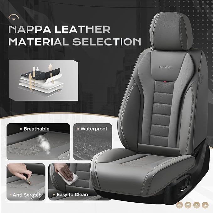 Coverado Car Seat Covers, Front Covers for Cars, Car Seat Cover Front Seats, Automotive Seat Cover, Waterproof, Leather Car Seat Cushion, Universal Interior Covers Seat Protectors for Most Cars