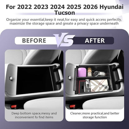 LUWU 2025 2026 Hynudai Tucson Center Console Organizer 2022-2026 Tucson NX4 Armrest Storage 2026 Tucson Console Organizer Tray Tucson SE/SEL/XRT Armrest Organizer 2025 2026 Tucson Accessories (Red)