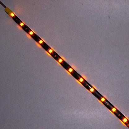 DC 12V Waterproof 1Ft 12 LED Strip Underbody Light with 6 inches Wires for Motor (Amber/Yellow,Pack of 6)
