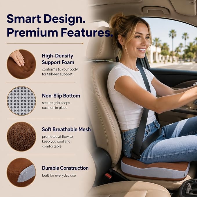 Seat Cushions for Office Chairs Wheelchair Cushion for Long Sitting Back Pain，Memory Foam Seat Car Computer Desk Chair Cushion，Coccyx Cushion for Tailbone Pain Relief Cushion Office Chair Brown