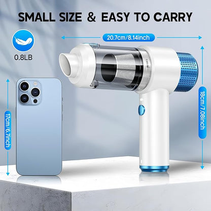 JONYJ Handheld Car Vacuum Cleaner, 16000PA Hand Held Vacuum Portable Cordless, 2 in 1 Air Duster and Vacuum Cleaner with LED Light, Multi-Nozzles, 120W High Power Mini Vacuum for Home, Pet, Office