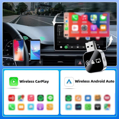 3-in-1 Car Adapter (2026 Model), 3 in 1 Adapter Plug and Play, Plug and Play, Stable Connection, No Delay, for Car Play&Android Auto (A, for iPhone)