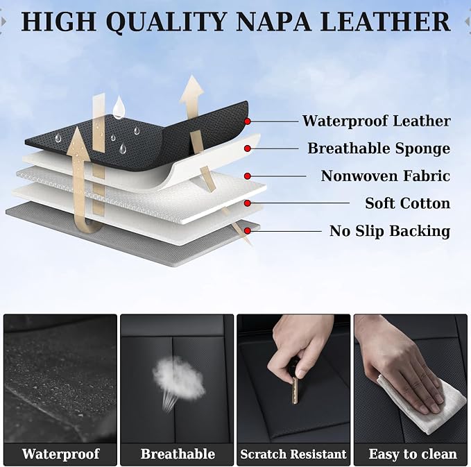Coverado Dog Car Seat Cover for Back Seat Cover, Black Rear Car Seat Covers, 3-Pieces Waterproof Car Seat Cushion, Car Seat Protector, Leather Seat Cover Seat Protector Universal Fit Most Cars