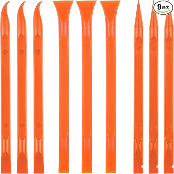 9 Pieces Plastic Scraper Tool Scratch Free Crevice Cleaning Sticker Remover Tool Multipurpose Non Scratch Scrapers for Tight Spaces, Kitchen, Crevices, Auto Detailing, Paint