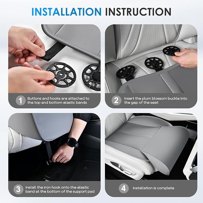 FLORICH Car Seat Extender Leg Support Cushion for Driver Seats Office Chair, Leather Widened seat Cushion for Long Drivers Universal Car Seat Cushion Legs Rest Pads-Grey