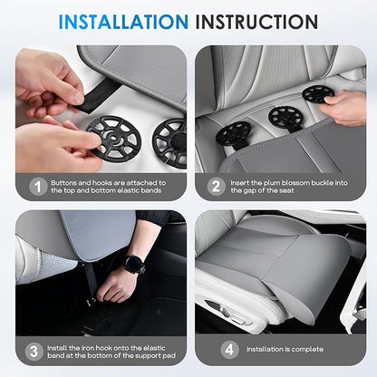 FLORICH Car Seat Extender Leg Support Cushion for Driver Seats Office Chair, Leather Widened seat Cushion for Long Drivers Universal Car Seat Cushion Legs Rest Pads-Grey