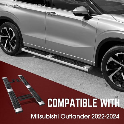 DNA Motoring 6.5" Flat Running Boards Side Step Nerf Rails Bars Compatible with 2022-2024 Mitsubishi Outlander, STEPB-U-OTL22-T1