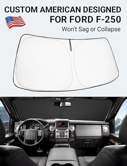 Proadsy 2026 Upgrade Front Windshield Sun Shade Foldable Sunshade Protector Custom Fit for 2008-2016 Ford Super Duty F-250 F250 F-350 F350 F-450 F450 F-550 F550 2Door 4Door Pickup Accessories