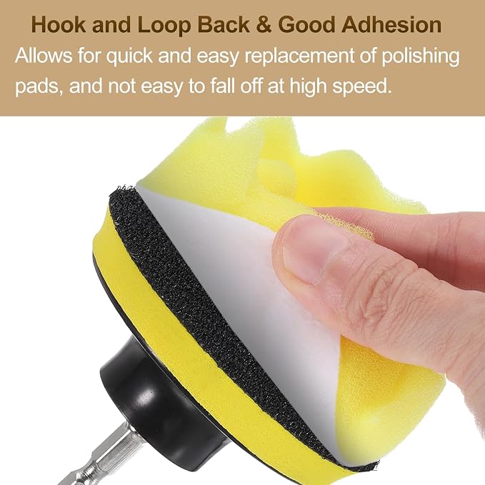 HARFINGTON 3pcs Buffing Sponge Pads 7" Polishing Wheel Waffle Finishing Grip Pad Car Buffer Polisher with Hook and Loop Back for Car Detailing Polishing Waxing, Yellow