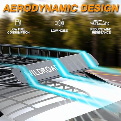 Wildroad Car Roof Cargo Carrier Combo of Upgraded 64"x 39"x 4" Roof Rack Cargo Basket with 21 Cubic ft Ultra Waterproof Anti-Tear Fabric Cargo Carrier Bag and Super Duty Bungee Cargo Net