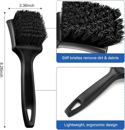 Wheel Rim Tire & Carpet Cleaning Brush Set, Soft & Stiff Bristle Wash Cleaning Supplies Kit for Car All Exterior Surface and Car Interior Cleaning Brush for Car Truck SUV RV Motorcycle (Green)
