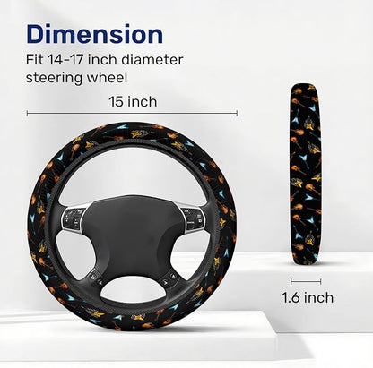 GENANY Guitarist Steering Wheel Cover, Non Slip Polyester Car Wheel Protector for Car SUV Truck, Universal 15 Inch