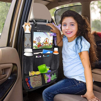 Car Backseat Organizer, 2 Pack, Black, Simple/Functional, Car Seat Organiser, Car Backseat Organizer, 10 Compartments, Tablet Holder, Waterproof, Easy to Clean