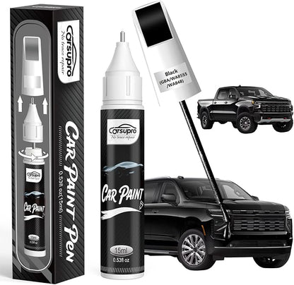 Black(GBA/WA8555/WA848) for Chevrolet Touch Up Paint Pen, 2 in 1 Car Scratch Remover with Pen Tip and Brush, Precise Color Match for Car Paint Scratch Repair, Quickly and Easily Fix Chips and Nicks