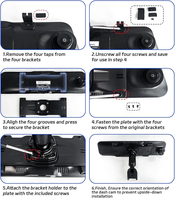 Pelsee Bracket for 12‘’ Mirror Dash Cam Rear View Dash Camera Mount(P12 Pro/P12 Plus/S12 Pro), Not for P12 Pro Max