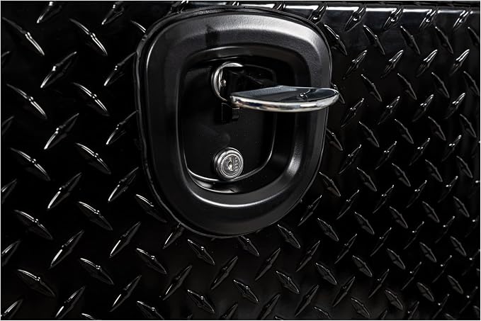 Buyers Products 1721568 Black Aluminum Diamond Tread Topsider Truck Box With Drop Door, 96x18x16 Inch, Weather Resistant, Locking Compression Latch, No Drill Install, Made in USA