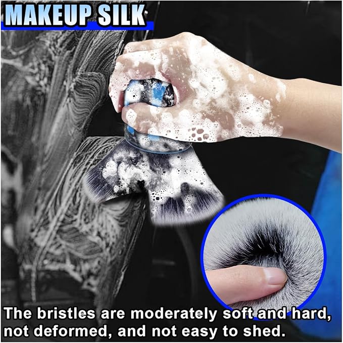 Car Detailing Brush, Ultra Soft Bristles XL Synthetic Brush, Auto Interior Dusting Brush with Storage Rack, Car Cleaning Tool for Vehicle Air Conditioner Vents, Dashboard, Leather (Blue)
