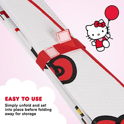 Carbella Hello Kitty Car Windshield Sun Shade, Official Sanrio Sun Shade for Car Window, Cute Sun Shade for Front Windshield, Hello Kitty Accessories for Women ﻿(Red Bow Dreams)