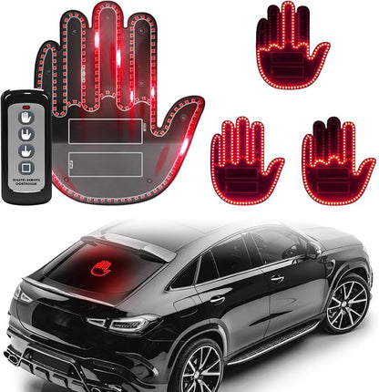 DIBMS Hand Gesture Light with Remote, Red LED Finger Funny Window Sign Light Accessories for Car Truck (Red)