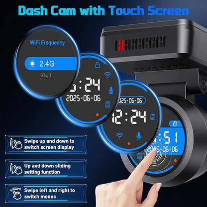 Dash Cam Front 4K Dash Camera for Cars Built-in WiFi/APP Control Dashcams for Cars, 1.2" IPS Touch Screen Dash Cam with Free 32GB Card,170°Wide Angle, G-Sensor, Night Vision, 24H Parking Mode Dashcam