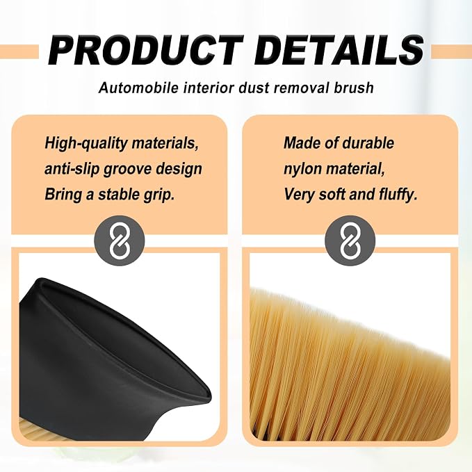 Car Detailing Brush with Ultra Soft Bristles Automotive Interior Cleaning and Dusting Tool for Dashboard Air Vents Leather Computer and Scratch Free Surfaces (Yellow)