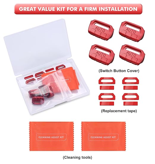 Fits for JL Jeep Upgrade Window Switch Button Cover 4 PCS Compatible with Jeep Wrangler JL JLU 2026-2023 2022 2021 2020 2019 2018&Gladiator JT 2020-2026 Interior Accessories (Matte Metallic Red)