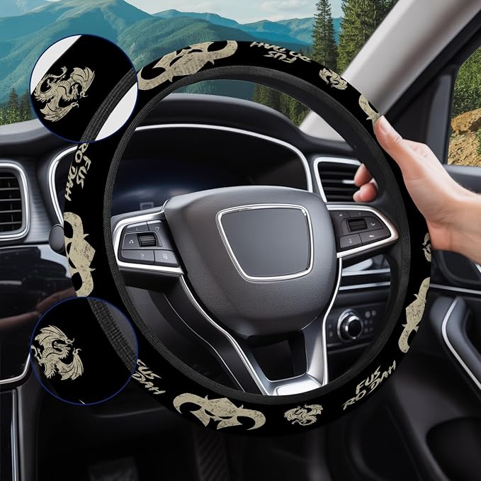 GENANY Retro Game Steering Wheel Cover, Non Slip Polyester Car Wheel Protector for Car SUV Truck, Universal 15 Inch