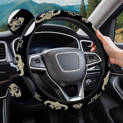 GENANY Retro Game Steering Wheel Cover, Non Slip Polyester Car Wheel Protector for Car SUV Truck, Universal 15 Inch