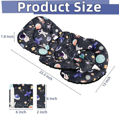 Infant Car Seat Insert Cushion, Baby Car Seat Head Body Support for Girls & Boys, Reversible Newborn Car Seat Insert with 2 Extra Strap Paddings, Premature Car Seat Cushion, Black Space