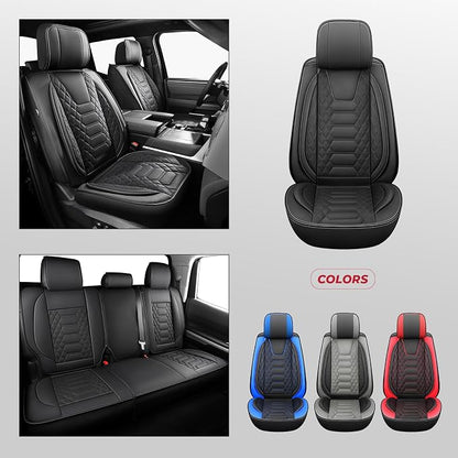 FREESOO Tundra Seat Covers 2026 2025 2024 2023 2022 Full Set, Fit for Toyota Tundra Crewmax Double Cab, Custom Truck Seat Covers with Waterproof Faux Leather Black