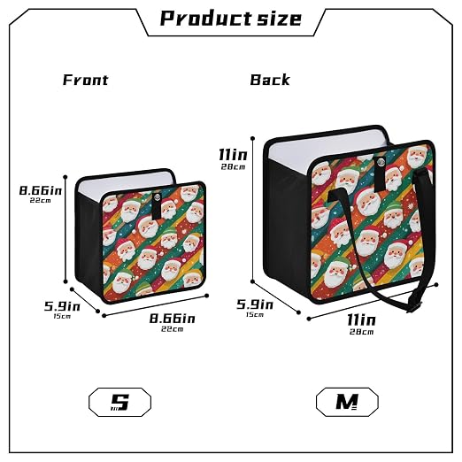 Car Trash Can Organizer Bin with Adjustable Strap for Back Front Seat Console Waterproof Leakproof Collapsible Portable 11 Inch Colorful Diagonal Striped Santa Claus
