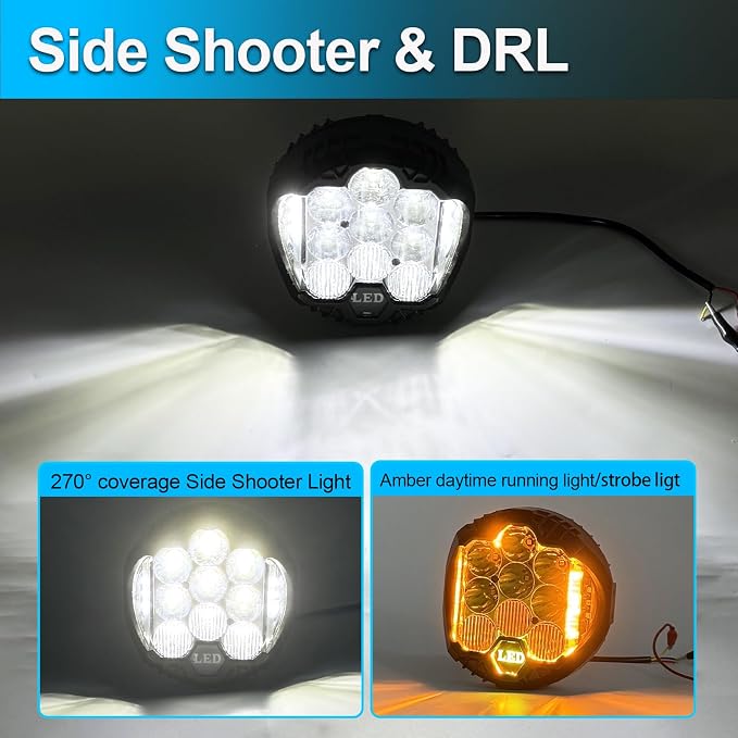 LIGBT 4PCS 7 Inch Amber Round LED Offroad Lights 90W Amber Yellow Off Road Light Fog Lights Driving lightsWaterproof Light Pods for Pickup Trucks 4x4 SUV ATV UTV