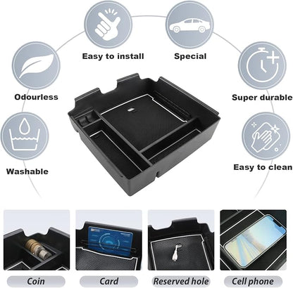 SKTU Compatible with 2022-2025 2026 Kia Carnival Center Console Organizer 2024 2025 2026 Carnival Accessories Console Tray 2024 2025 2026 Carnival Console Organizer with Coin and USB Hole (White)