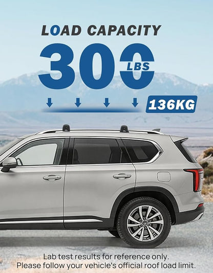 JOYTUTUS 300lbs Lockable Roof Rack Cross Bars Compatible with Hyundai Santa Fe & Santa Fe Hybrid with Raised Side Rails (Not for SE) 2024-2026, Heavy Duty Aluminum Roof Rails Crossbars