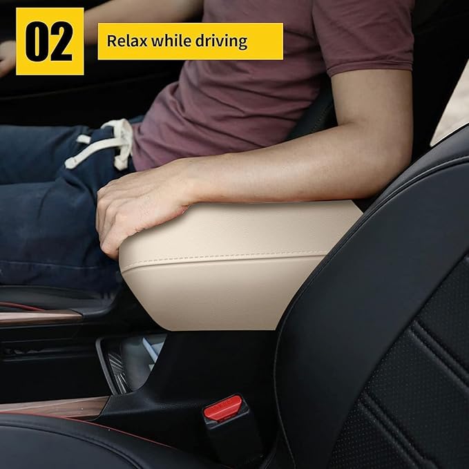 AOMSAZTO Beige Armrest Console Covers for CRV Honda 2017-2022 Leather Console Pad