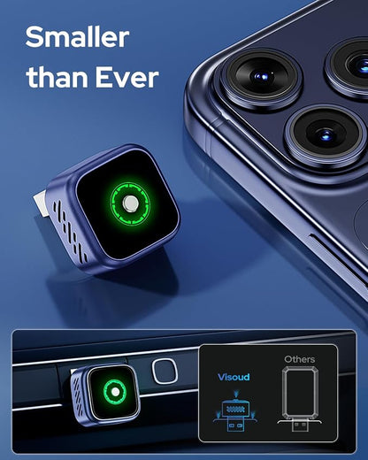 2-in-1 Wireless CarPlay & Android Auto Wireless Adapter, One-Click Switch for Apple iPhone and Android, Converts Wired to Wireless, Plug and Play for USB/USB-C, Compatible with 1000+ Vehicles