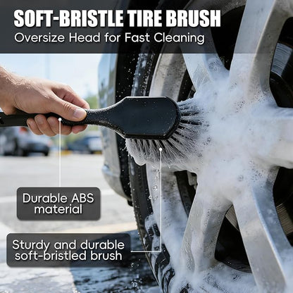 8PCS Car Wheel Brush kit,Wheel Cleaner Brush, Microfiber Cleaning Cloth,Soft Bristle Rim Brush,Tire Polishing Application Pad,Drying Towel.Tire Cleaning Brush Kit for Trucks, Cars, RVs